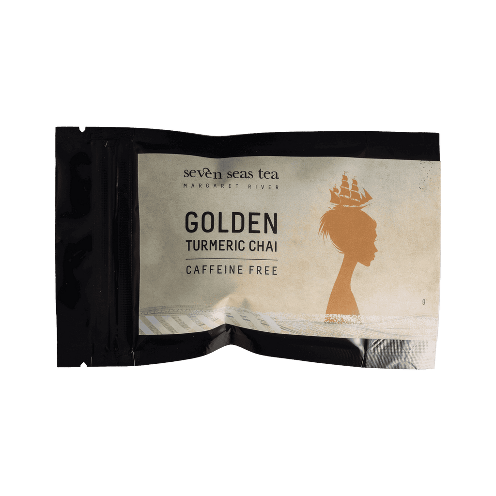 Golden Turmeric Chai tea sample sachet, Seven Seas Tea