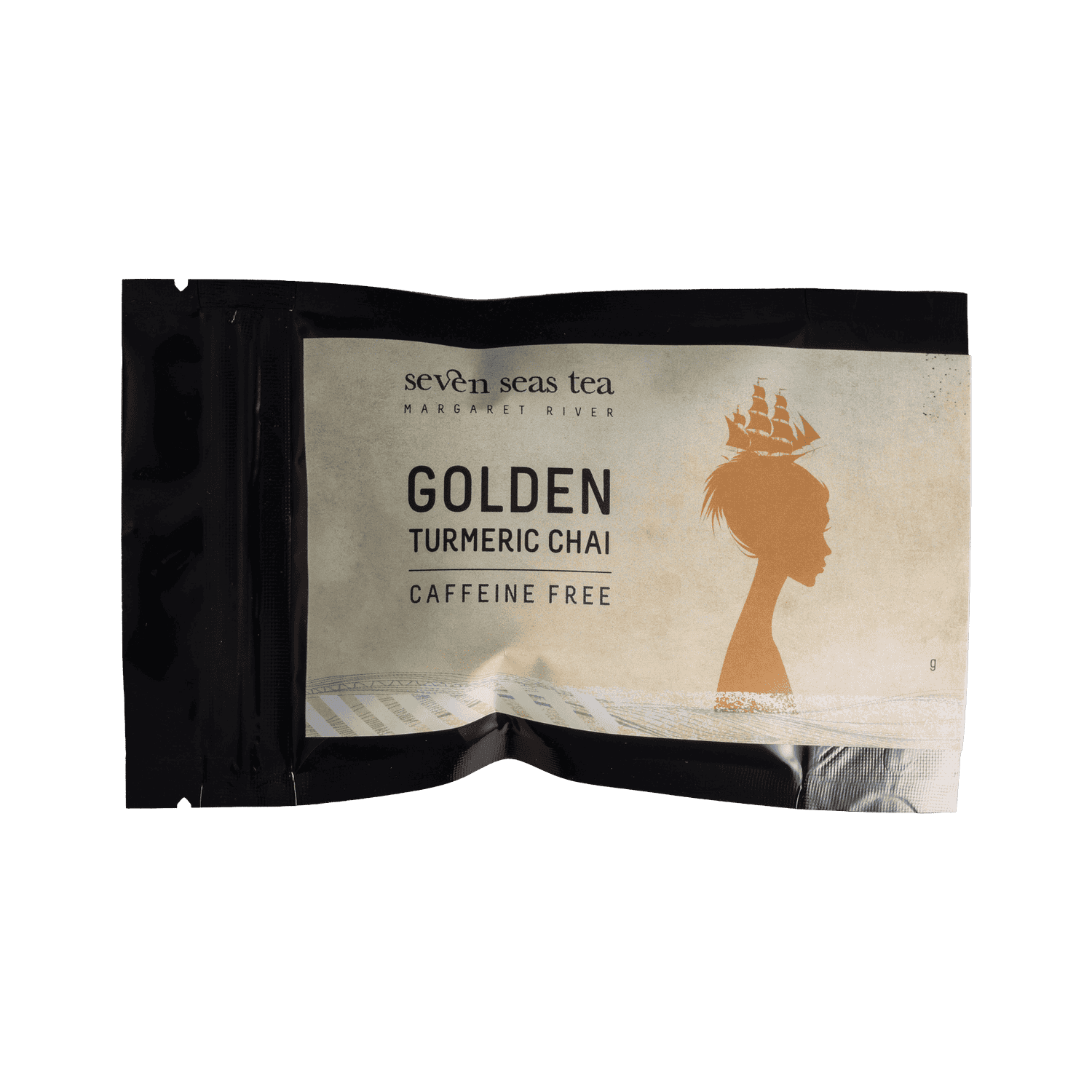 Golden Turmeric Chai tea sample sachet, Seven Seas Tea