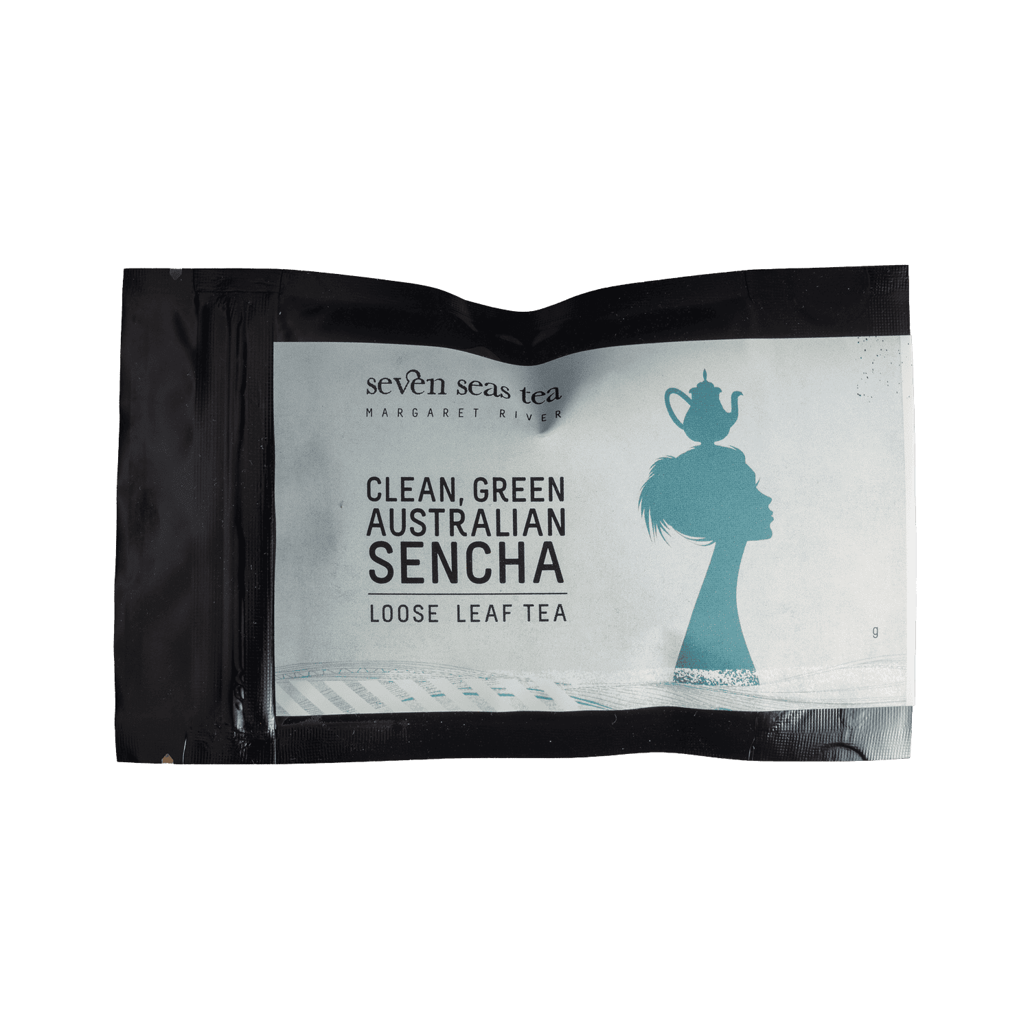 Green Australian Sencha tea sample sachet, Seven Seas Tea