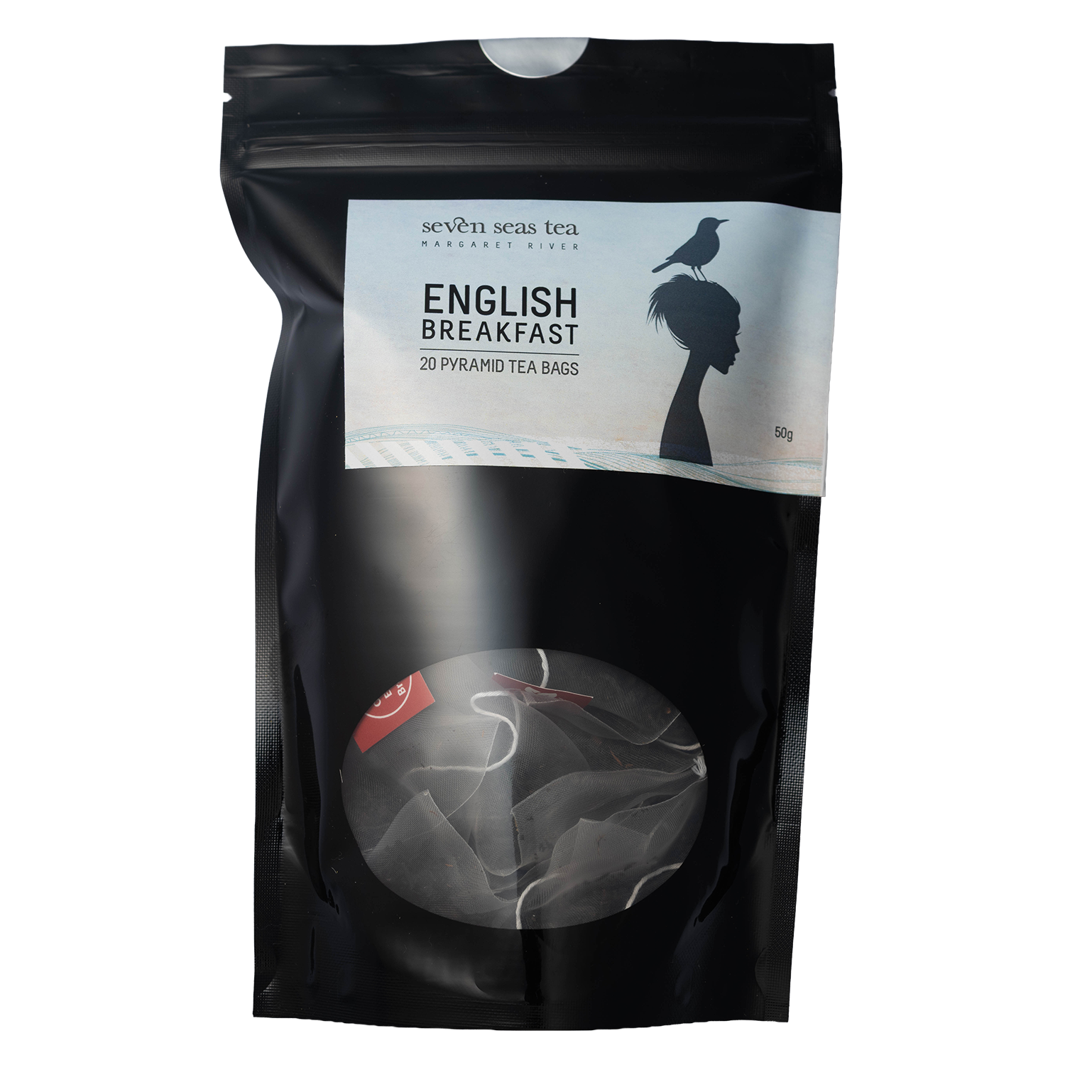 Organic English Breakfast Tea Bags loose leaf tea, Seven Seas Tea sample sachet