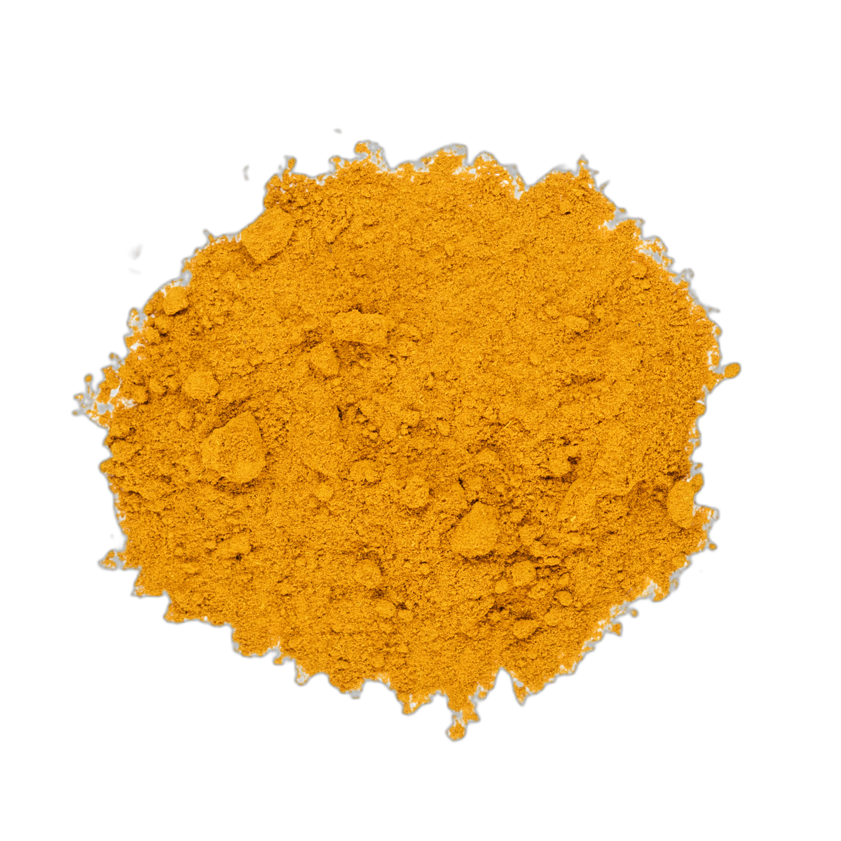 Close up of Organic Turmeric Latte powder spread flat on a dark background