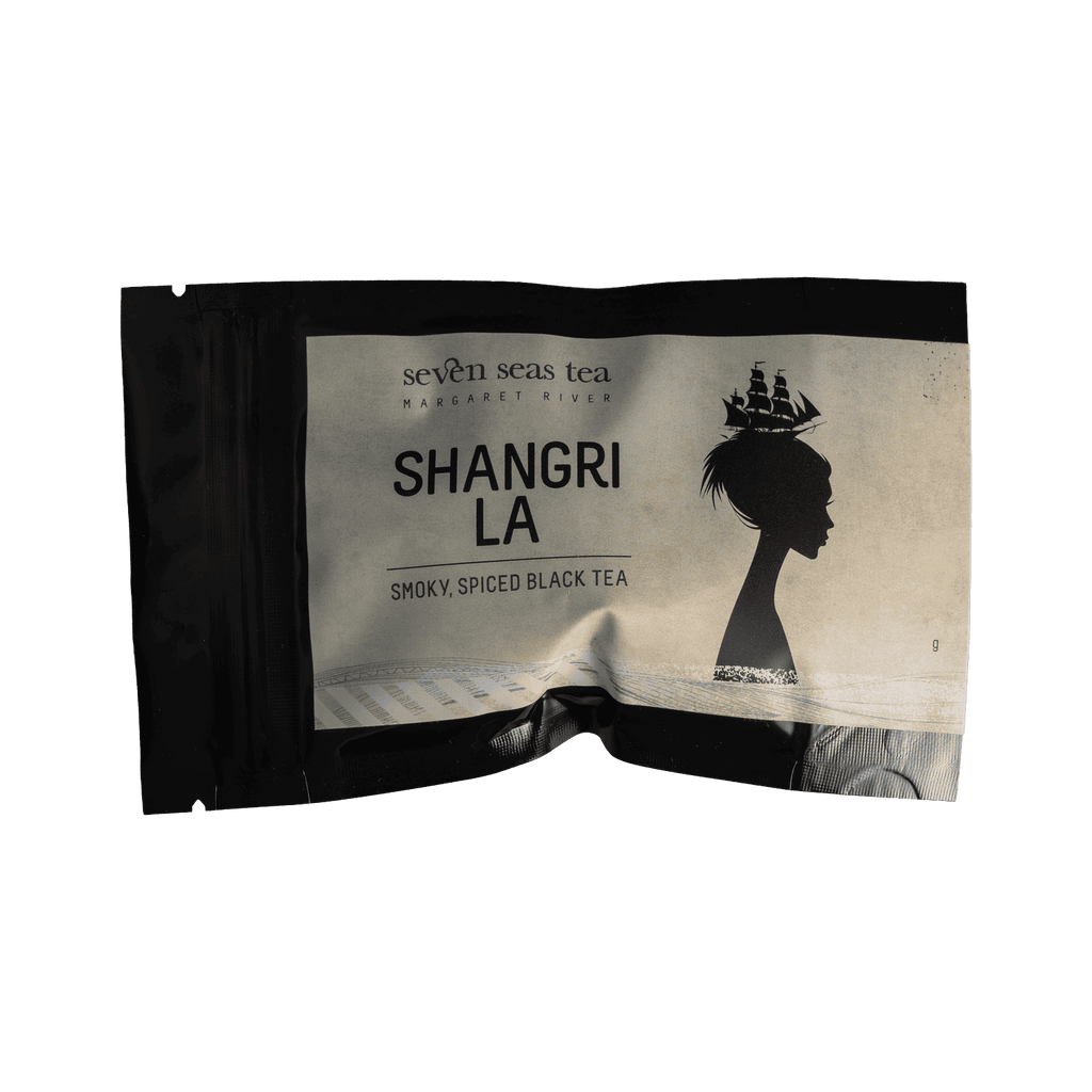 Shangri La - Smoky Spiced Black Tea sample sachet, Seven Seas Tea