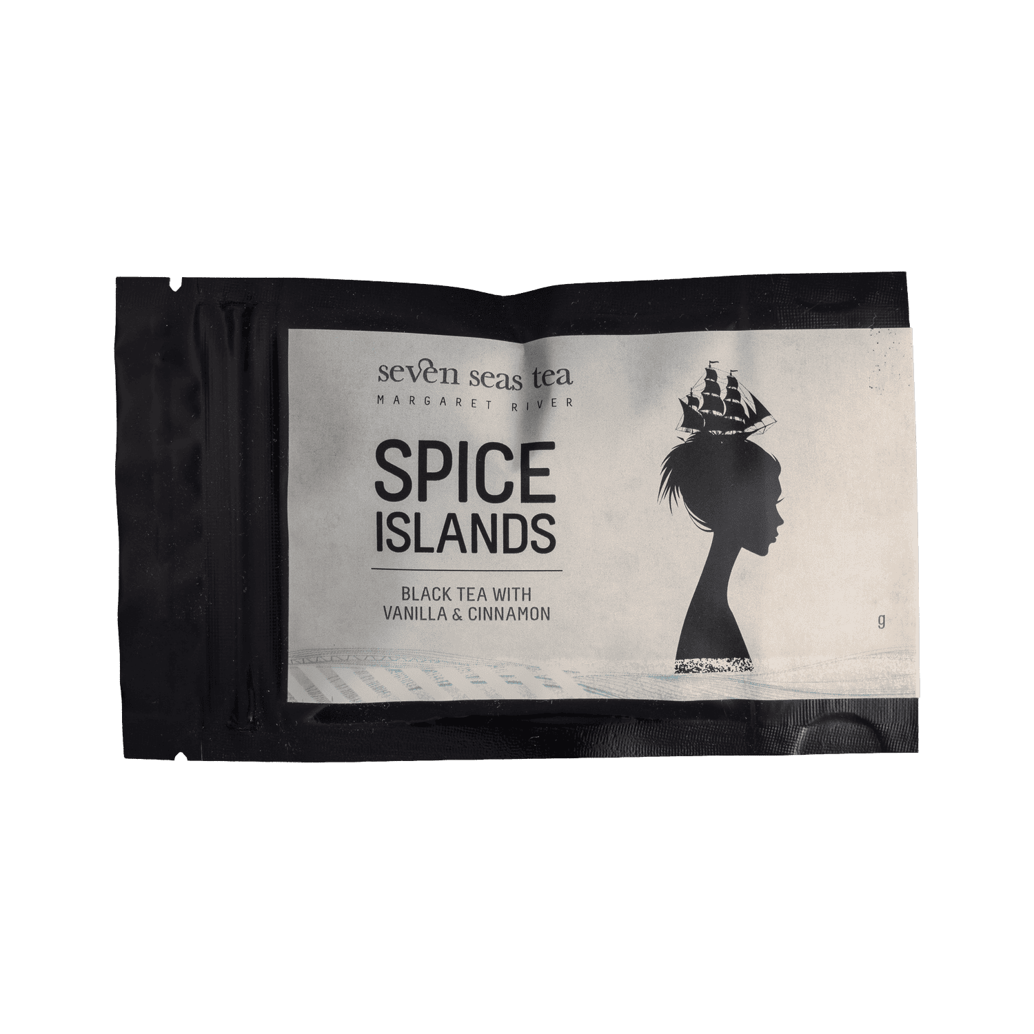 Organic Spice Islands tea sample sachet, Seven Seas Tea